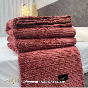 Chăn Lông Cừu Thu 2 Lớp – Diamond Nâu Chocolate