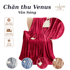 Chăn Thu Venus Lông Cừu Lasante’ – Hoạ Tiết Vân Quạt