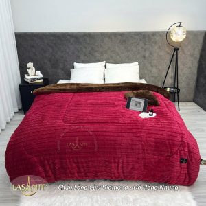 Chăn Lông Cừu Lasante Diamond Đỏ Hồng Nhung – Quyến Rũ Nồng Nàn