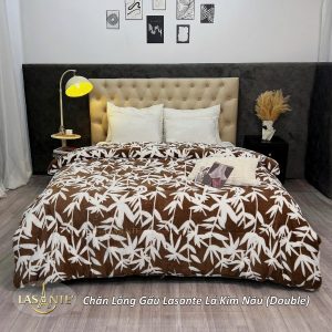 Chăn Lông Gấu Lasante Lá Kim Nâu – Chăn đông Cao Cấp Chính Hãng