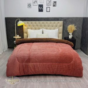 Chăn Lông Cừu Lasante Diamond Nâu Chocolate – Sang Trọng Và Ấm Cúng